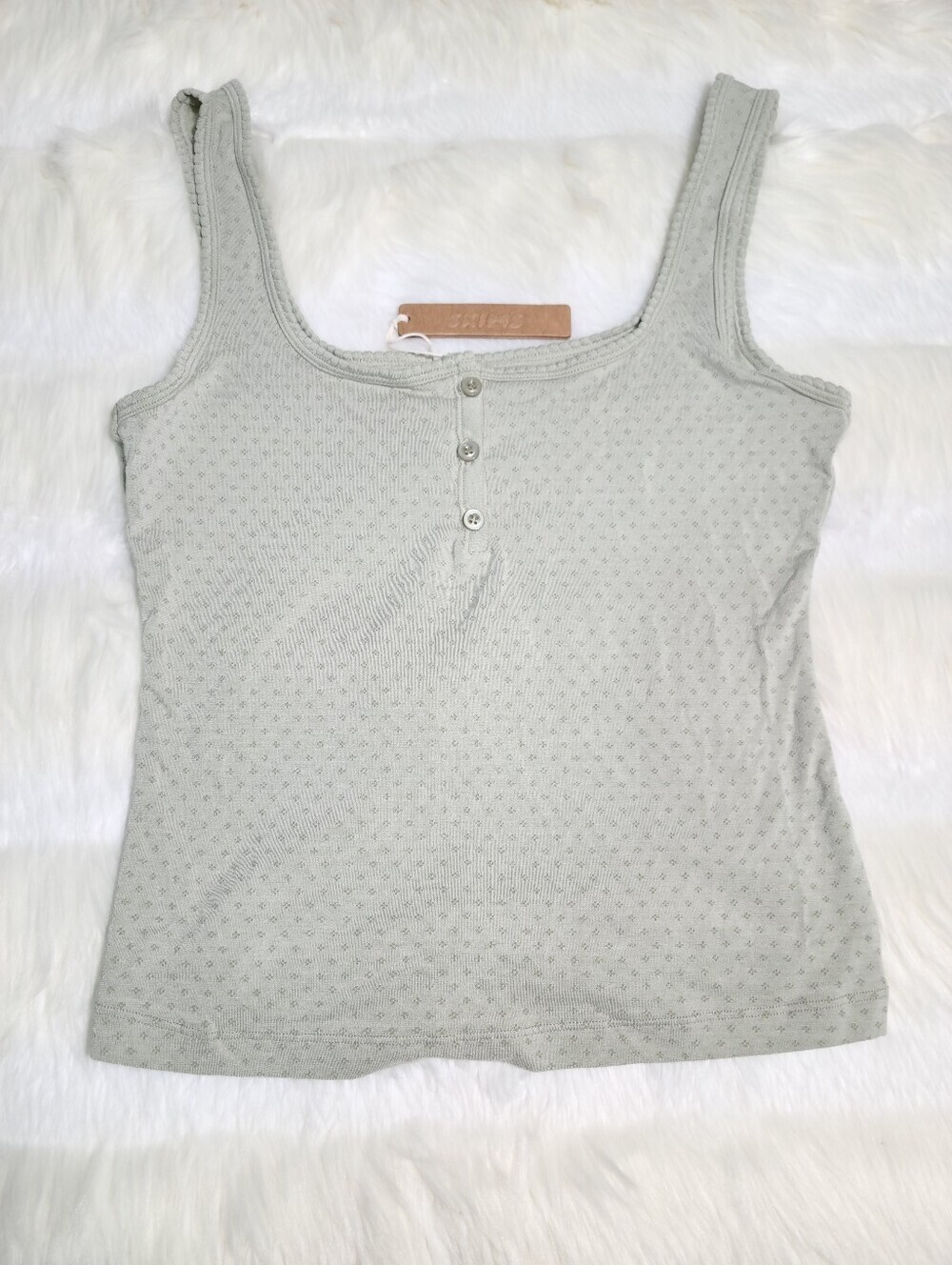 SKIMS Micro Pointelle Tank Green Talc Print Women Small NEW